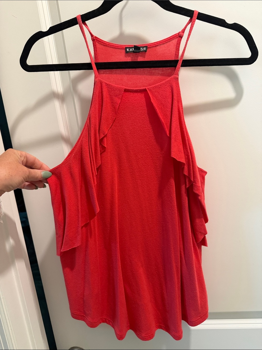 Express Red Ruffle Halter Cami - Picture 2 of 5